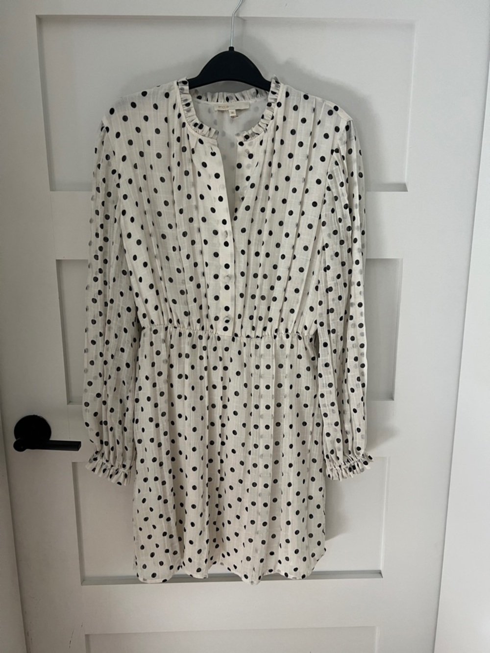 Women’s Cream Polka Dot Long-Sleeve Dress by Maje sz36